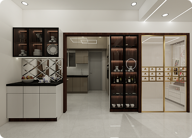 CROCKERY UNIT AND POOJA DOOR