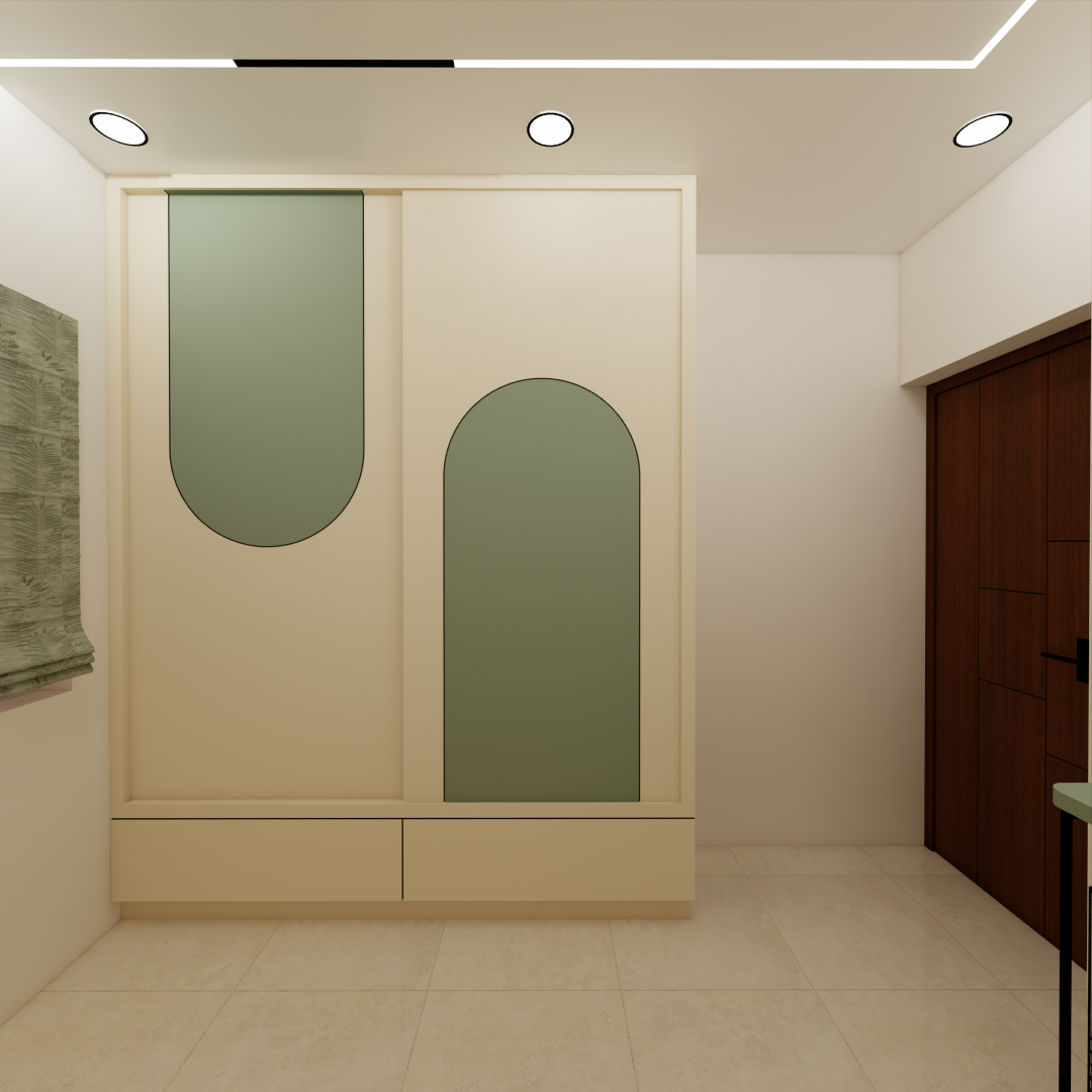 kids bedroom design with sliding wardrobe