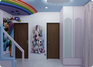 kids bedroom design with study unit