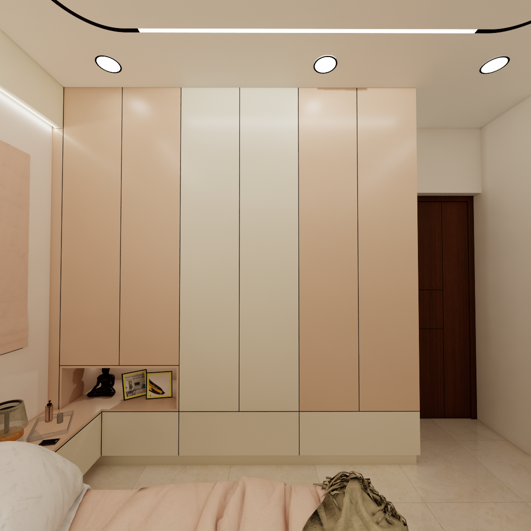 master bedroom interior design with sliding wardrobe