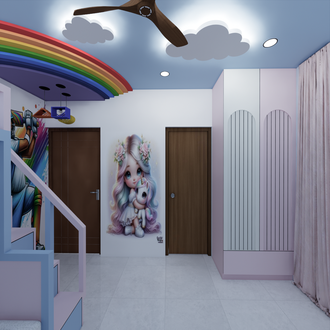 kids bedroom design with study unit
