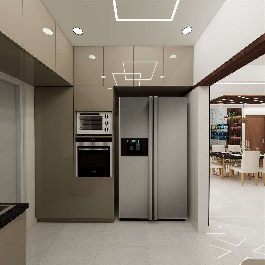 modular kitchen interior design with pantry unit