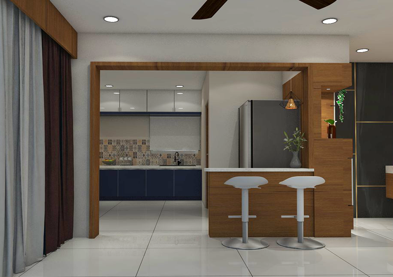Open kitchen with breakfast counter designs