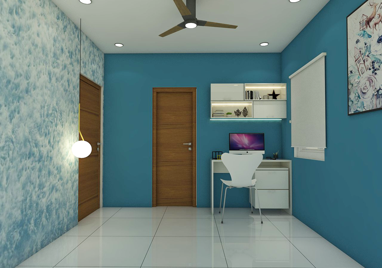 kids bedroom interior design with study unit