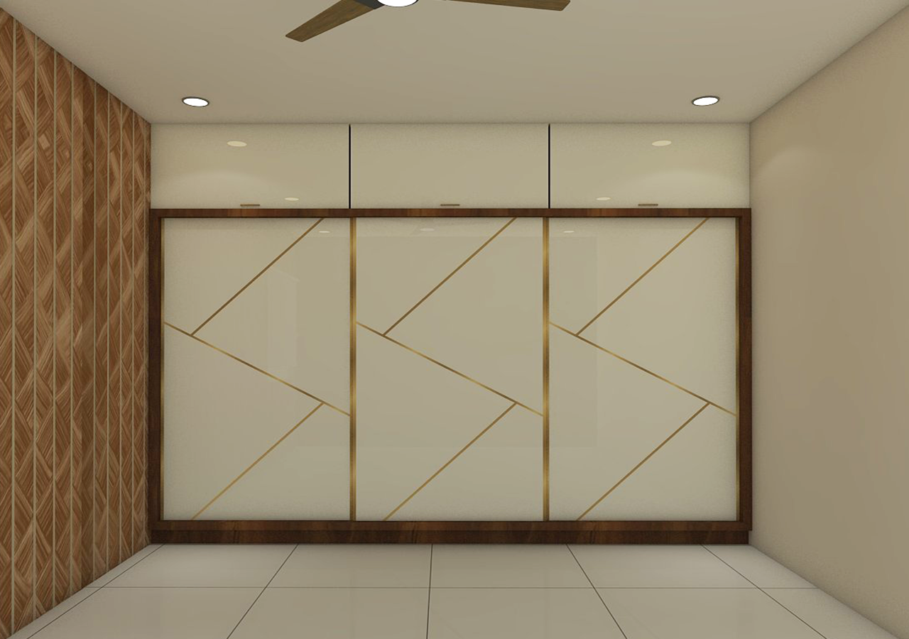 master bedroom interior design with sliding wardrobe