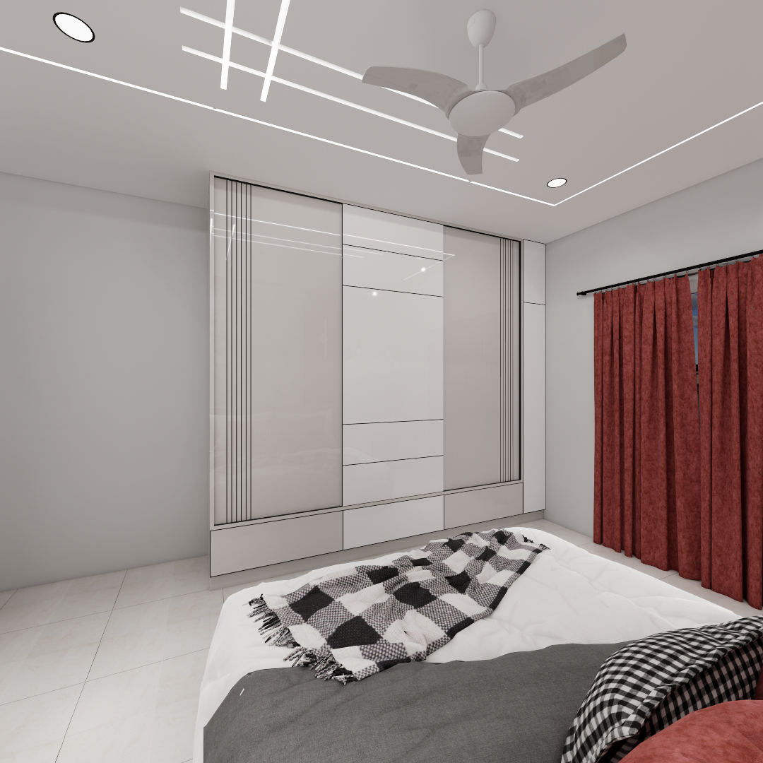 master bedroom interior design with wardrobe